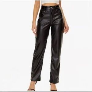 BNWT H&M Divided Black Vegan leather Straight Leg Pants size Us10